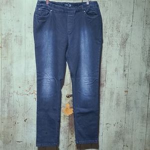 Up 360 pull on dark wash jeggings.